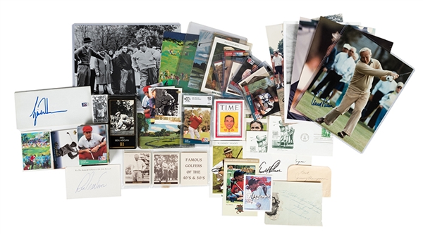 Collection of golf related cards, autographs and inscriptions. 