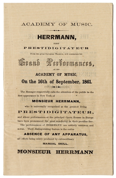 Herrmann, First Prestidigitateur.