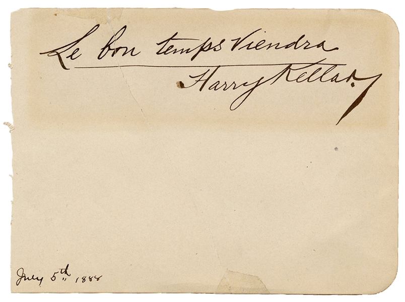 Harry Kellar Signed Page From an Autograph Album.