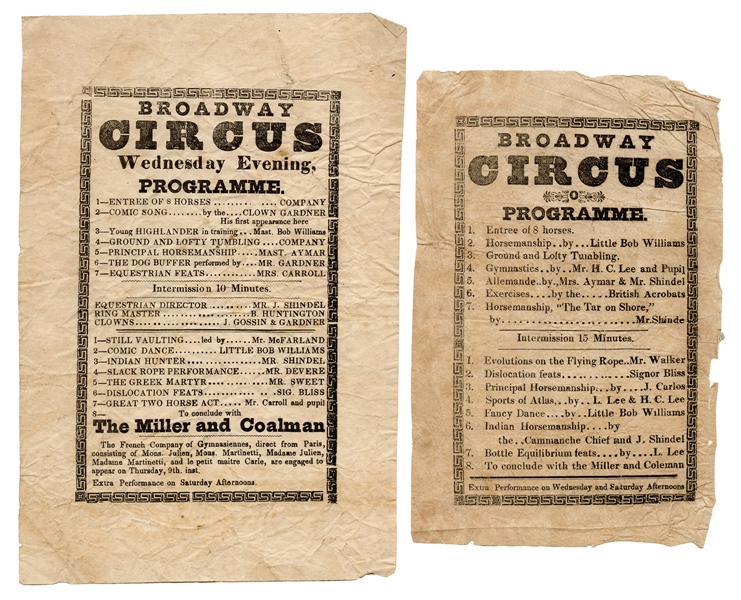 Two Broadway Circus Programs.