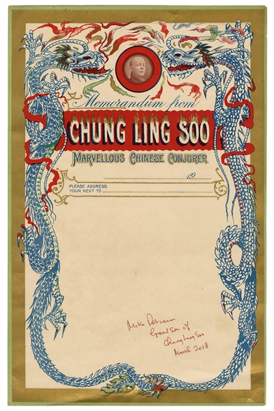Two Chung Ling Soo Marvellous Chinese Conjurer Letterheads.