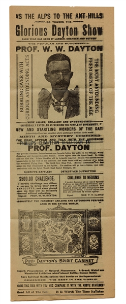 Professor W.W. Dayton Spirit Cabinet Broadside and Advertisement Banners.