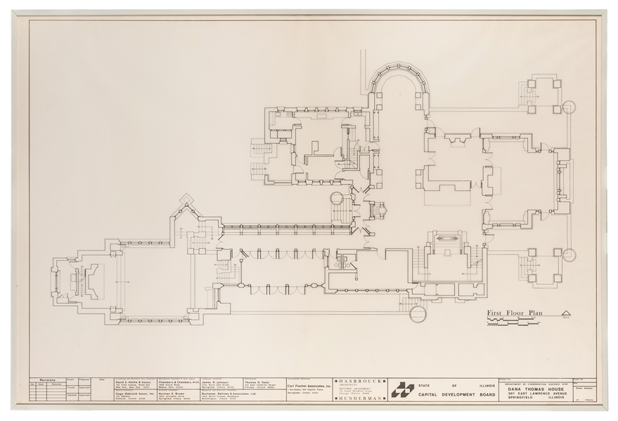 First Floor Plan to Frank Lloyd Wright’s Dana Thomas House.