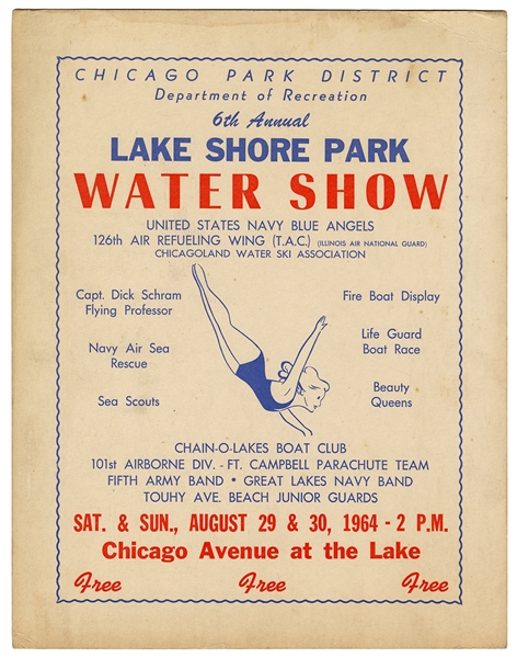 Lake Shore Park Water Show. Chicago Park District. 1964.