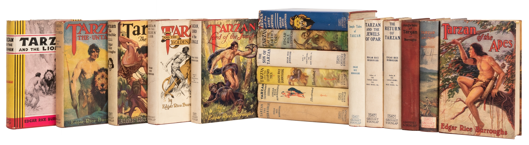 Sixteen Tarzan Titles in Dust-Jackets. 