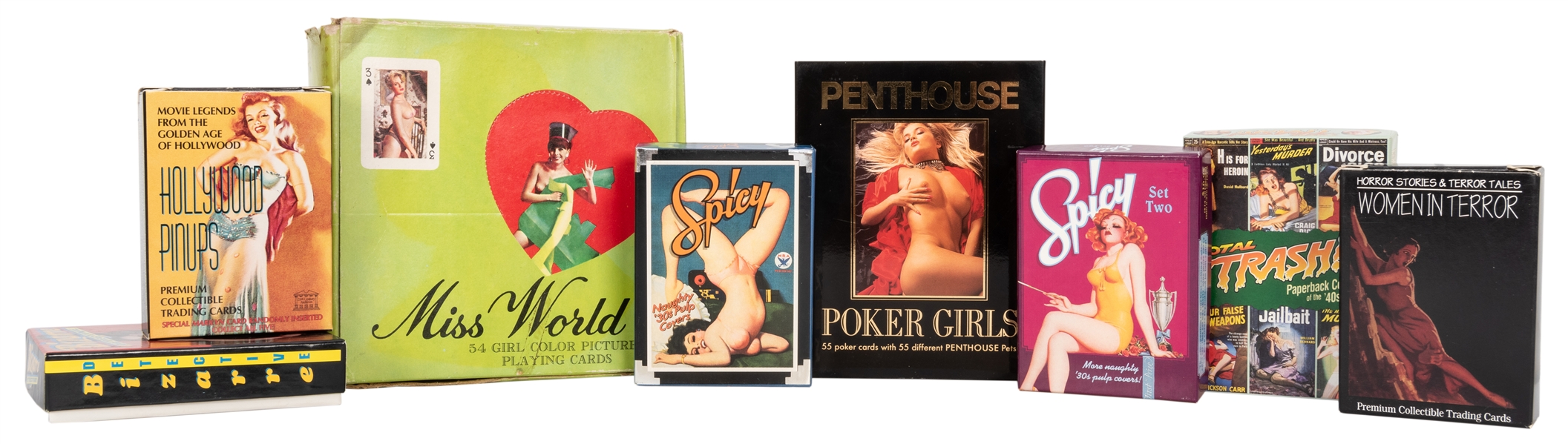 Group of Pin-Up Girl Collectible Trading and Playing Cards.