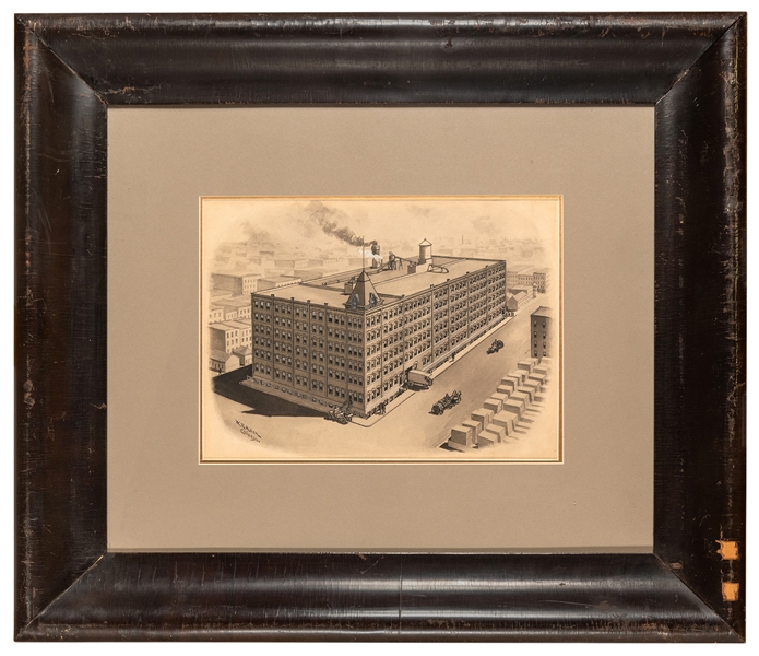 Original Chicago Industrial Building Illustration, Signed “W.P. Allen.”