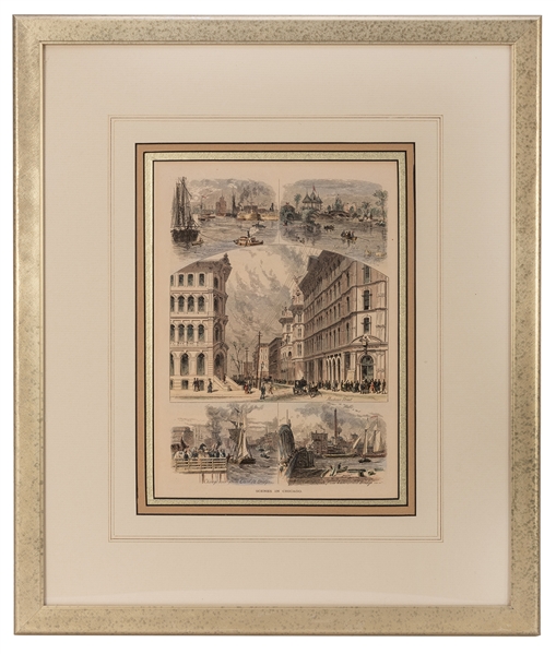 Pair of Framed 19th Century Prints of Chicago.