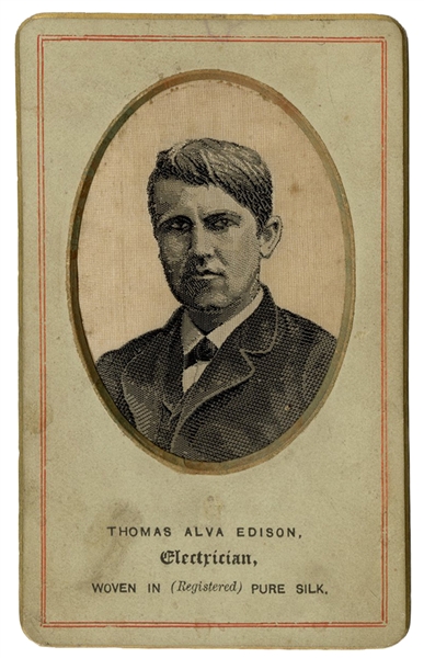Stevengraph Silk Portrait of Thomas Edison.