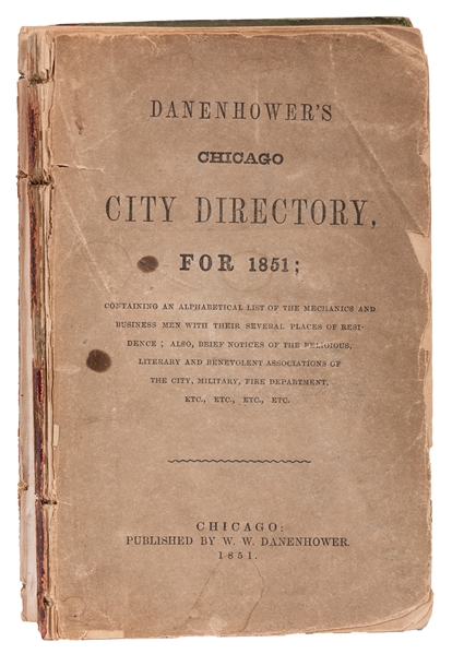 Danenhower’s Chicago City Directory for 1851.