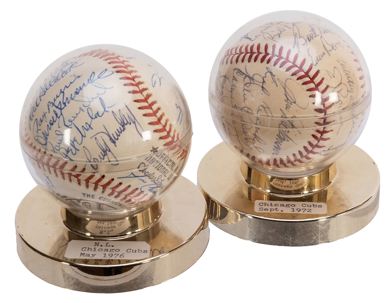 Chicago Cubs Pair of Signed Team Baseballs. 1972 / 76.