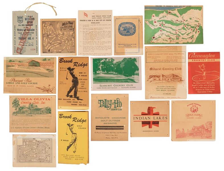 Group of Vintage Golf Scorecards, Mainly Illinois.
