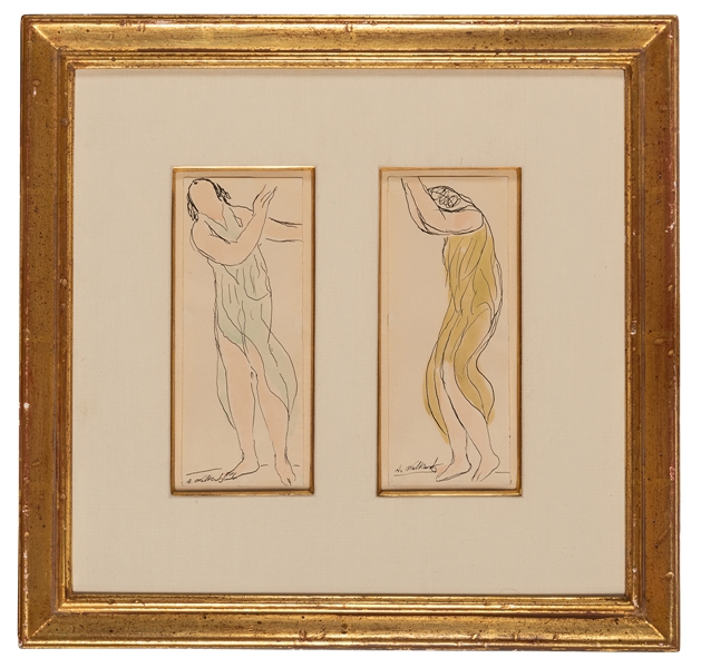 Isadora Duncan, Pair of Watercolors.