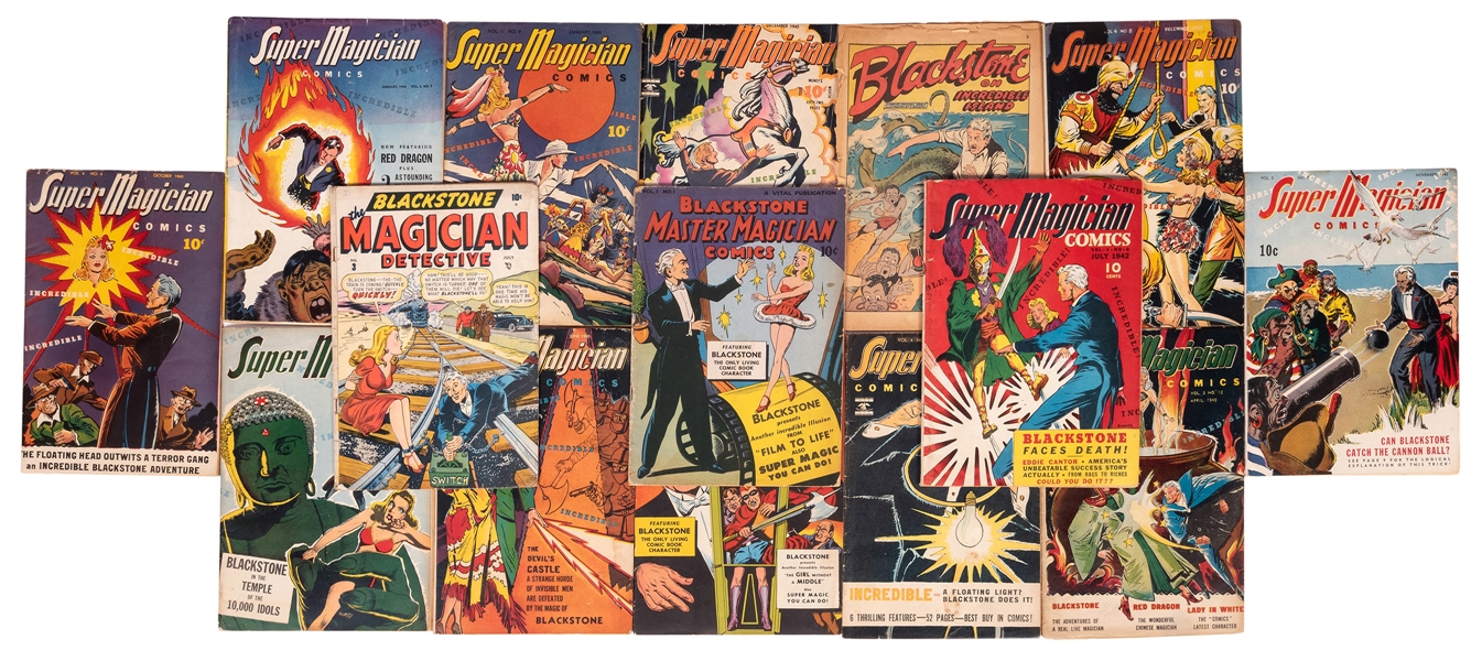 Super-Magician and Other Blackstone Comics. Lot of 14 Comic Books.