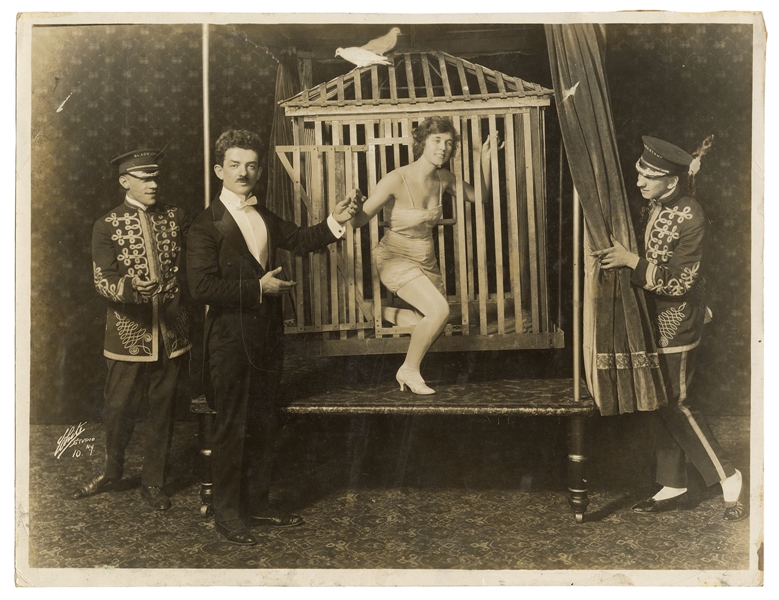 Photograph of Harry Blackstone and the Cage Illusion.