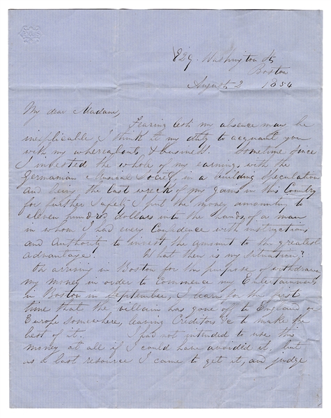 Autograph Letter Signed, “Robert Heller,” to Madame Blanchard.