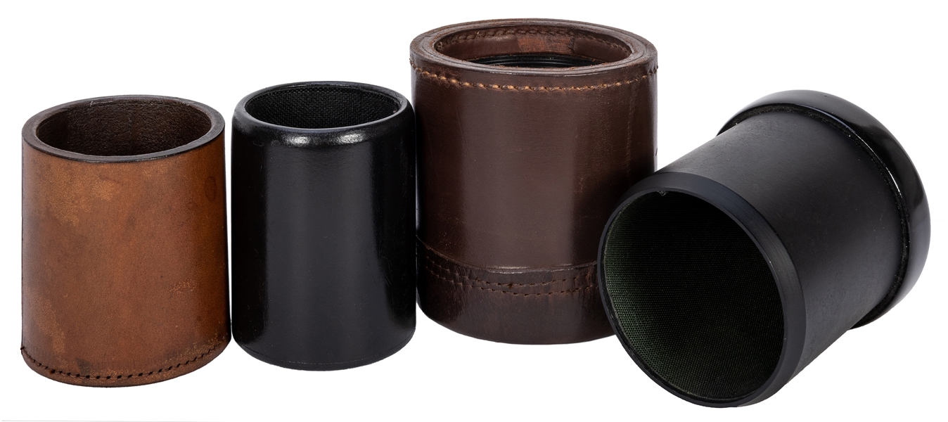 Four Leather Dice Cups.