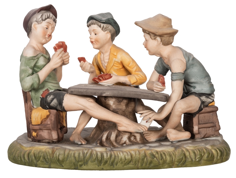 Capodimonte Porcelain of Boys Cheating at Cards.