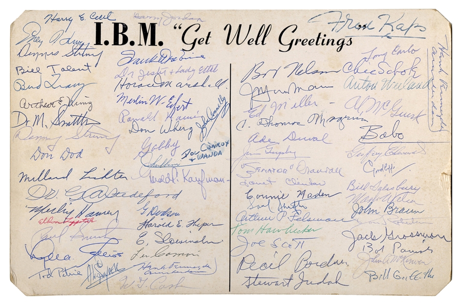 Jumbo I.B.M. Get Well Card Signed by Dozens of Magicians.
