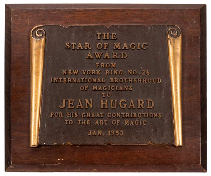 Jean Hugard I.B.M. “Star of Magic” Bronze Plaque.