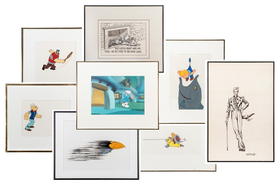  Collection of Original Animation Production Cel and Illustration Art. 8 pcs. 