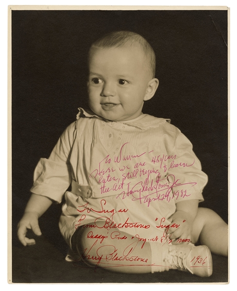 Portrait of Infant Harry Blackstone Jr. Inscribed and Signed Twice.