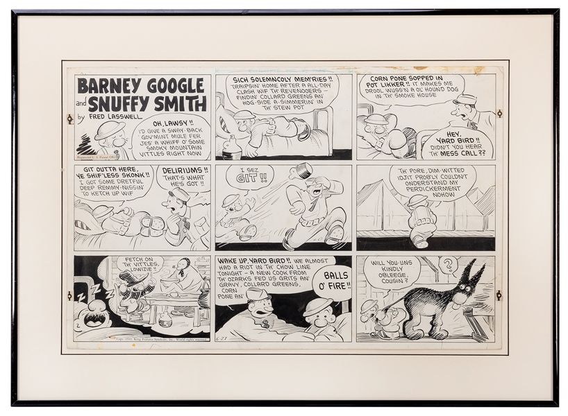 Barney Google and Snuffy Smith Original Comic Strip Art.
