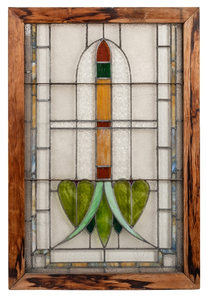 Stained and Leaded Glass Window Panel.