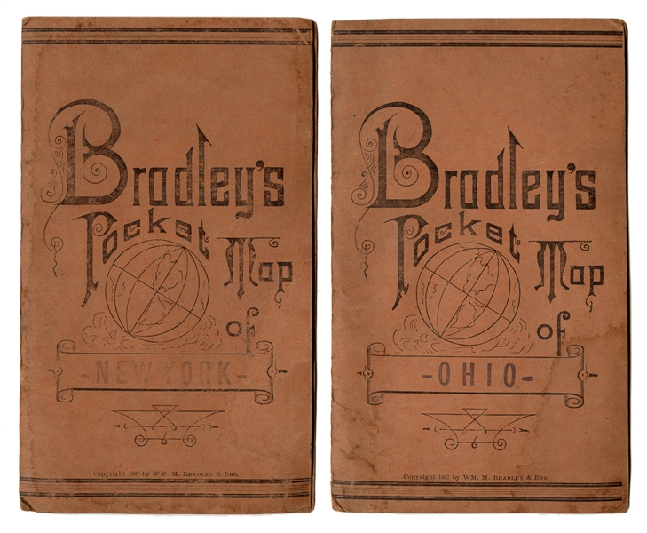 Pair of Bradley’s Pocket Maps of New York and Ohio.