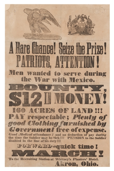 Mexican-American War Recruiting Broadside.