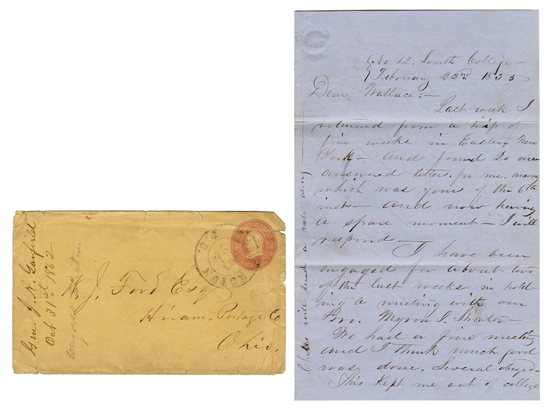 Garfield, James A. James A. Garfield Autograph Letter, to Wallace J. Ford, Signed “James.”
