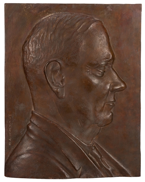 Harry Wickey. Bronzed Plaque of Uncle Timmy.