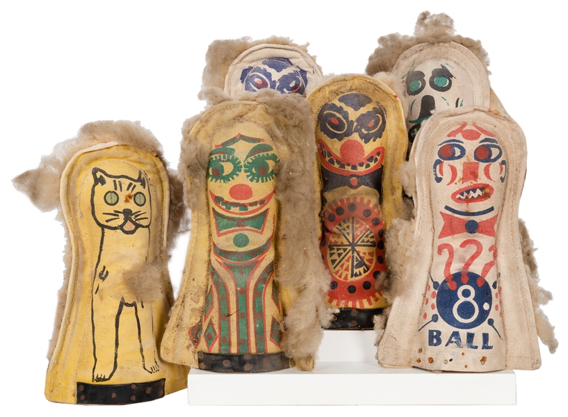 Group of Six Carnival Knock Down “Punk” Dolls.