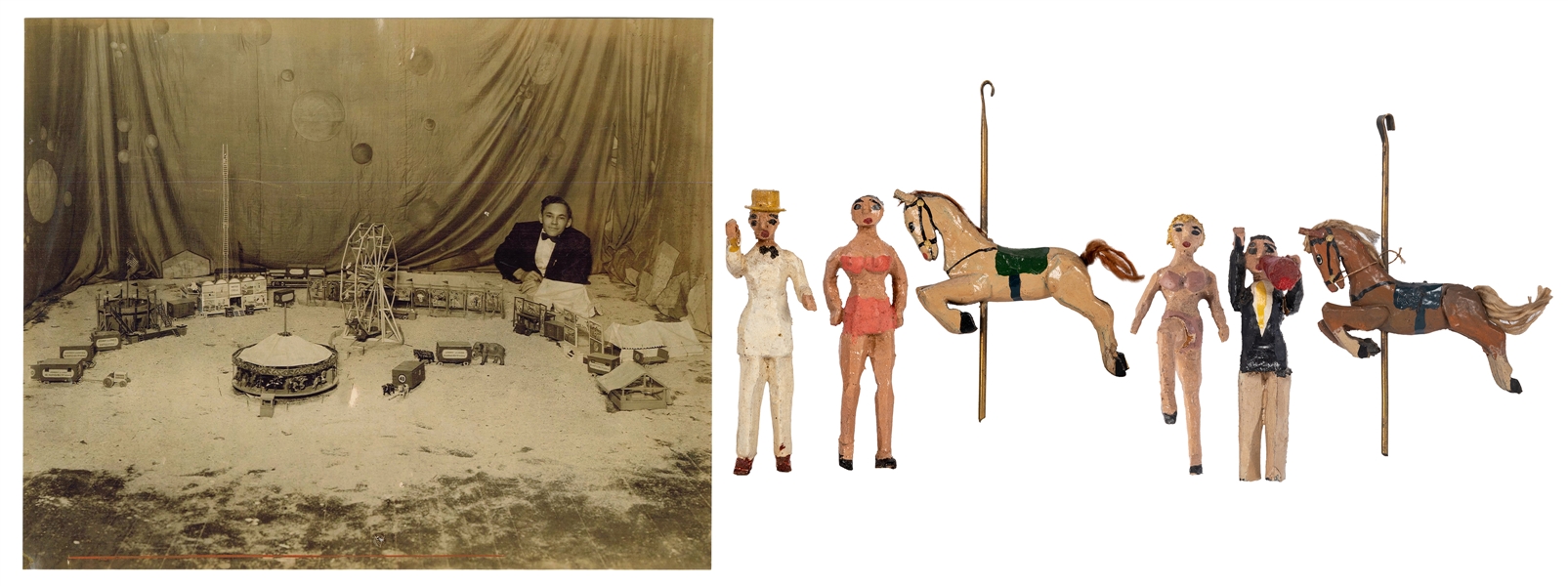 Johnny Eck “Pen Knife Circus” Wooden Figurines.