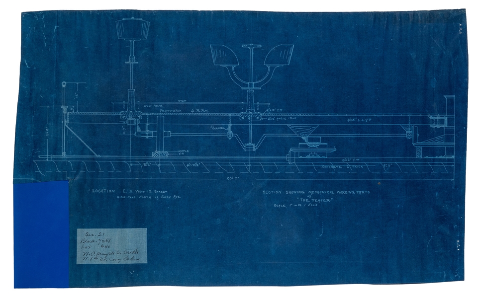 Mangels, William F. Blueprint of “The Teaser’s” Working Mechanical Parts. 