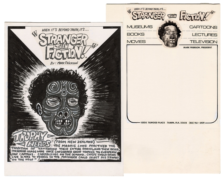 Pair of “Stranger than Fiction: Trophy Heads” Original Illustration Art.