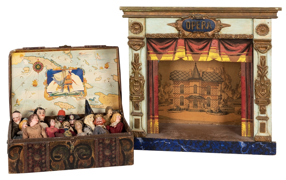 Opera Theatre Puppet Stage with Original Porcelain Puppets.