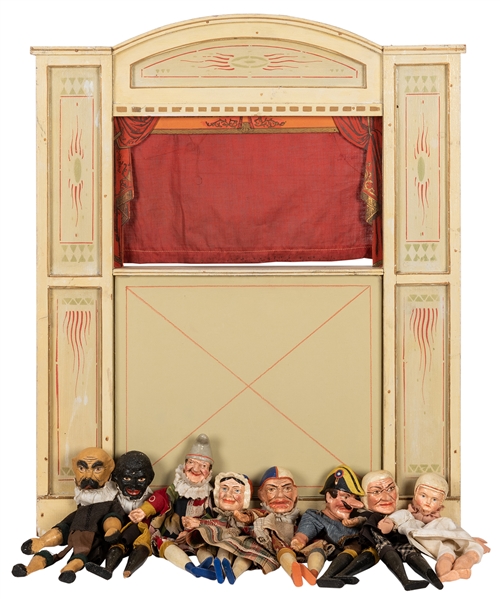 Punch and Judy Hand Puppet Set with Stage. 9 pcs.