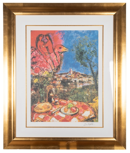 Chagall, Marc (after). Laid Table with View of Saint-Paul de Vence. 