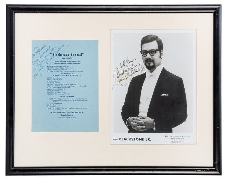 Signed Birth Announcement and Signed Photograph of Harry Blackstone, Jr.