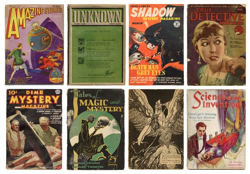 Lot of 8 Pulps. 1920s-50s. Including Amazing Stories (Mar. ...