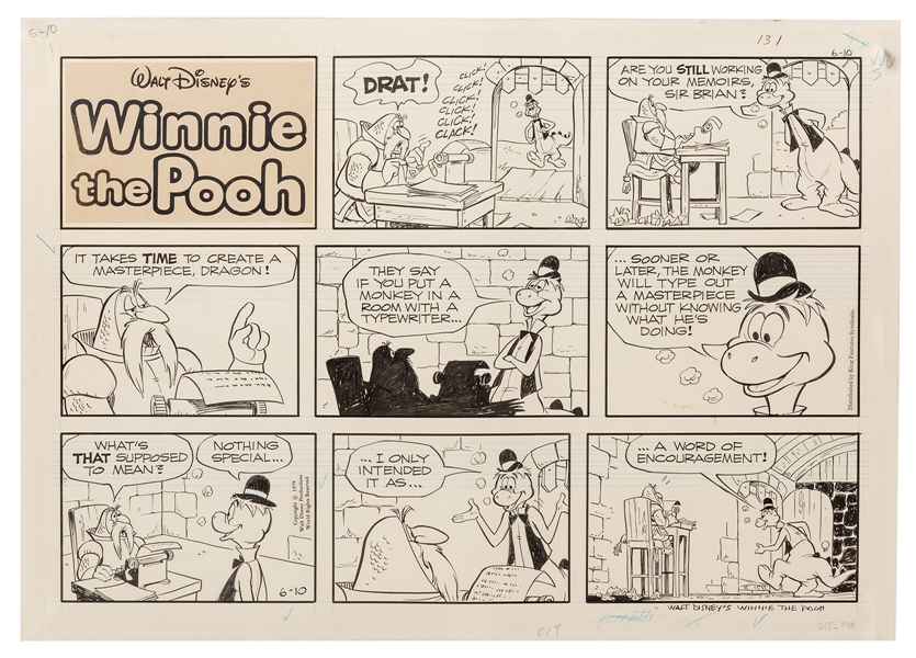 [Moore, Sparky]. Winnie the Pooh Original Comic Strip Art. ...