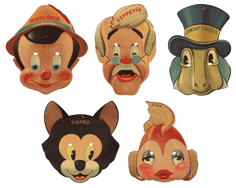  Set of Five Gillette Pinocchio Paper Masks. Canada: Gillett...
