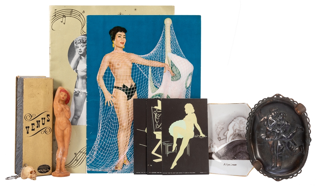  Pair of Erotic Astrays and Pin-Up Items. Including a brass ...