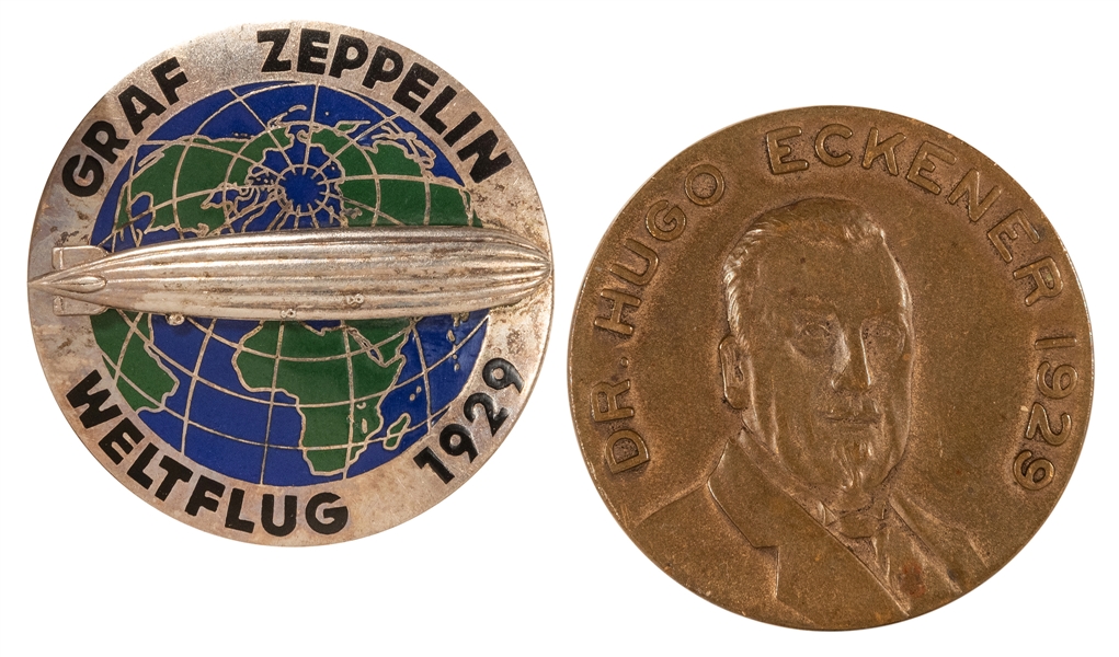  Graf Zeppelin Weltflug 1929 Pin. Blue and green enameled pi...