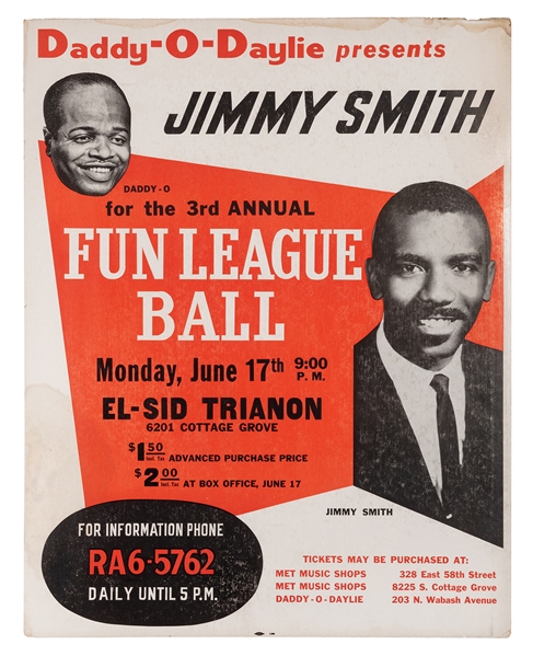  Jimmy Smith Concert Poster. Third Annual Fun League Ball. C...