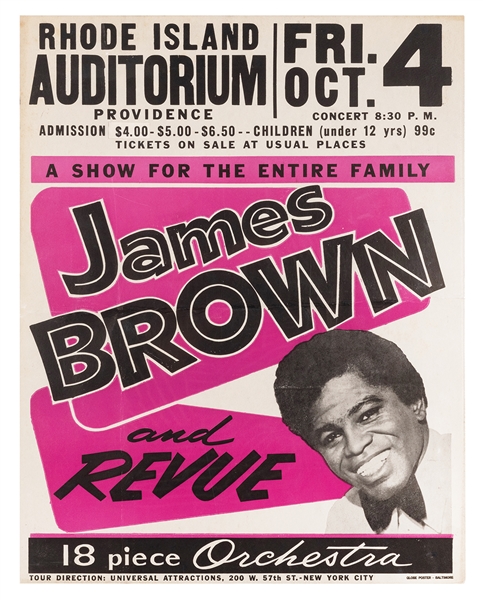  James Brown Rhode Island Auditorium Concert Window Card. Ba...