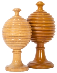  Two Vintage Ball Vases. German, ca. 1930. Turned from wood,...