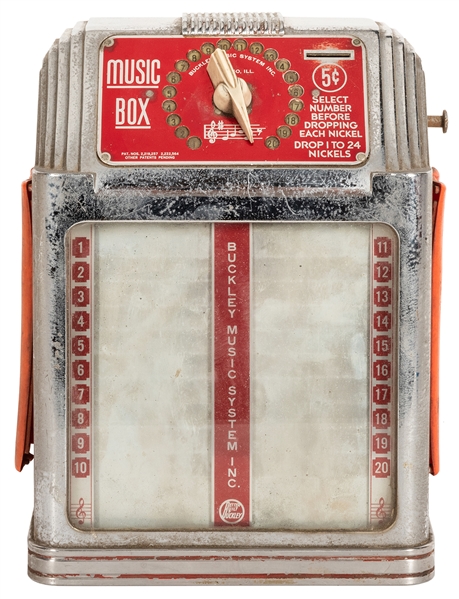  Buckley Jukebox Music Box Record Selector. Wall-mount five ...