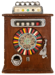  “Ben Hur” 50 Cent Single Wheel Slot Machine. Player puts do...